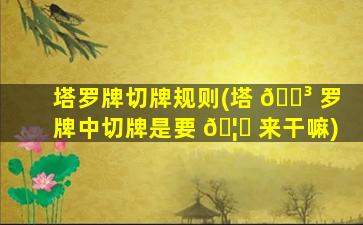 塔罗牌切牌规则(塔 🐳 罗牌中切牌是要 🦈 来干嘛)